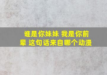 谁是你妹妹 我是你前辈 这句话来自哪个动漫